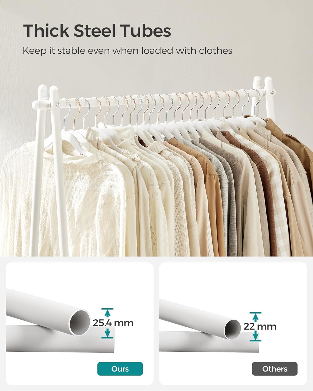 Clothes Rail Portable Clothes Rack Open Garment Rack Wardrobe White