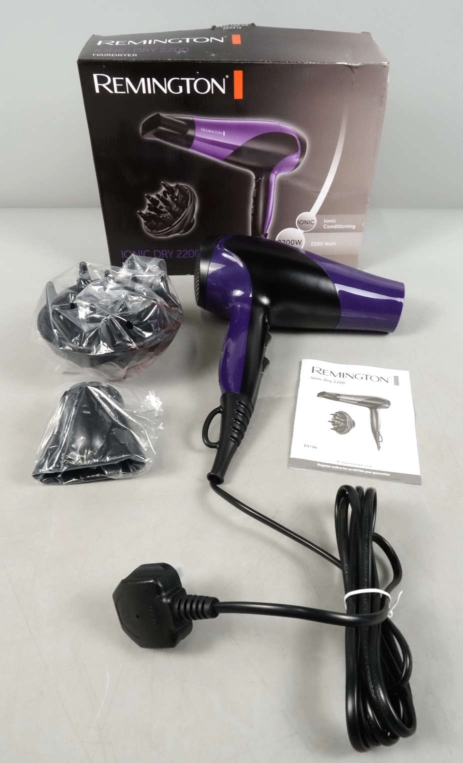 Hair Dryer Ionic Dry 2200 Remington Professional Styling Diffuser 2200W Purple