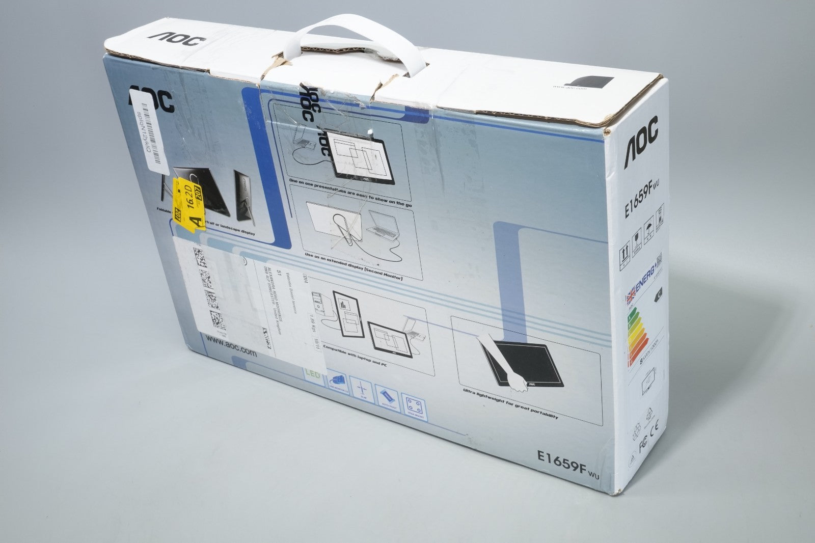 AOC Portable Monitor E1659FWU 15.6” USB 3.0 LED (156LM00005) USED w Carry Case