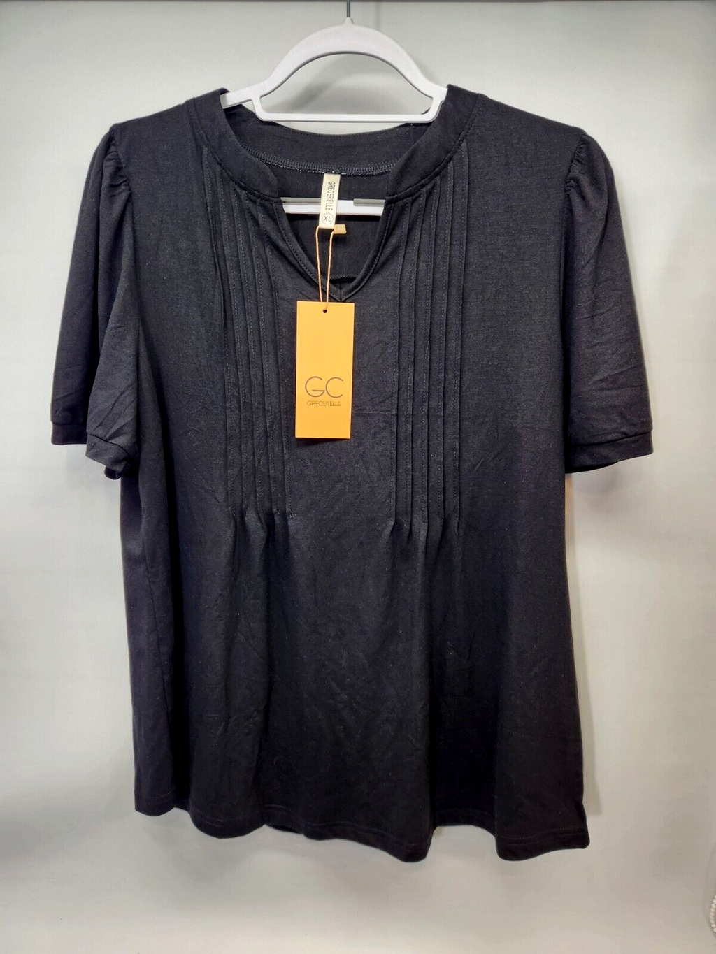 Womens V Neck Tops Puff Short Sleeve T-Shirt Pleated Floral Printed Tunic Blouse