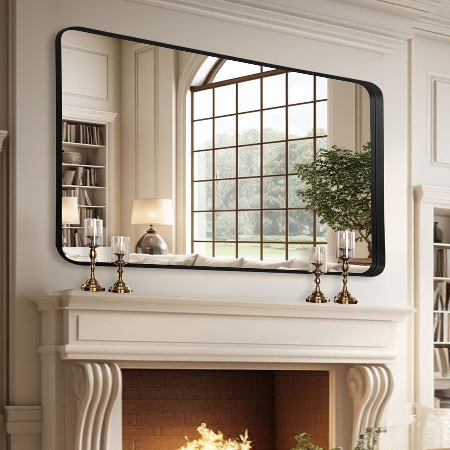 Wall Mirror Black Vanity Mirror 75x100 CM Wall-Mounted Mirror