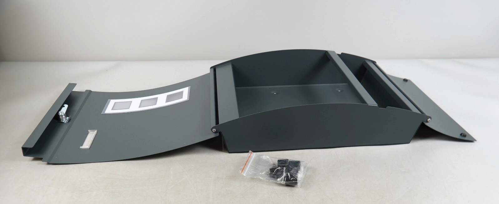 Post Box Steel Wall Mounted with Viewing Windows Name Slot 2 Keys Charcoal Grey