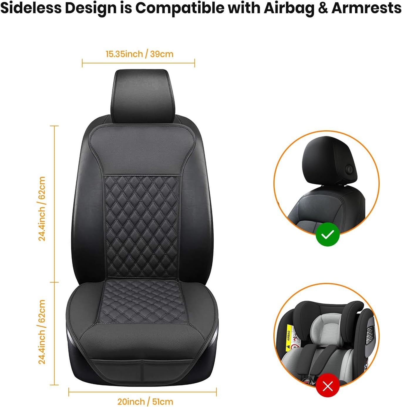Heated Car Seat Cover Seat Cushion with Full Back Support and Heating Element