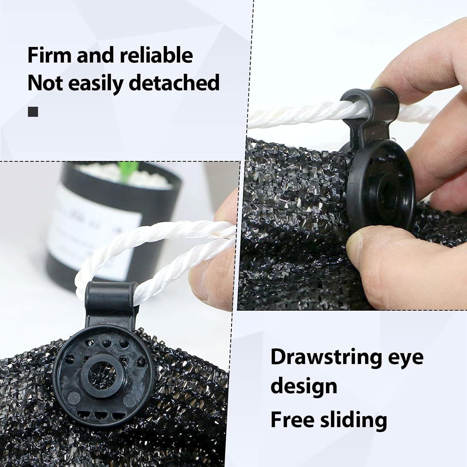 40 Shade Cloth Plastic Clips Round Rope Hanger Garden Anti Bird Netting Black