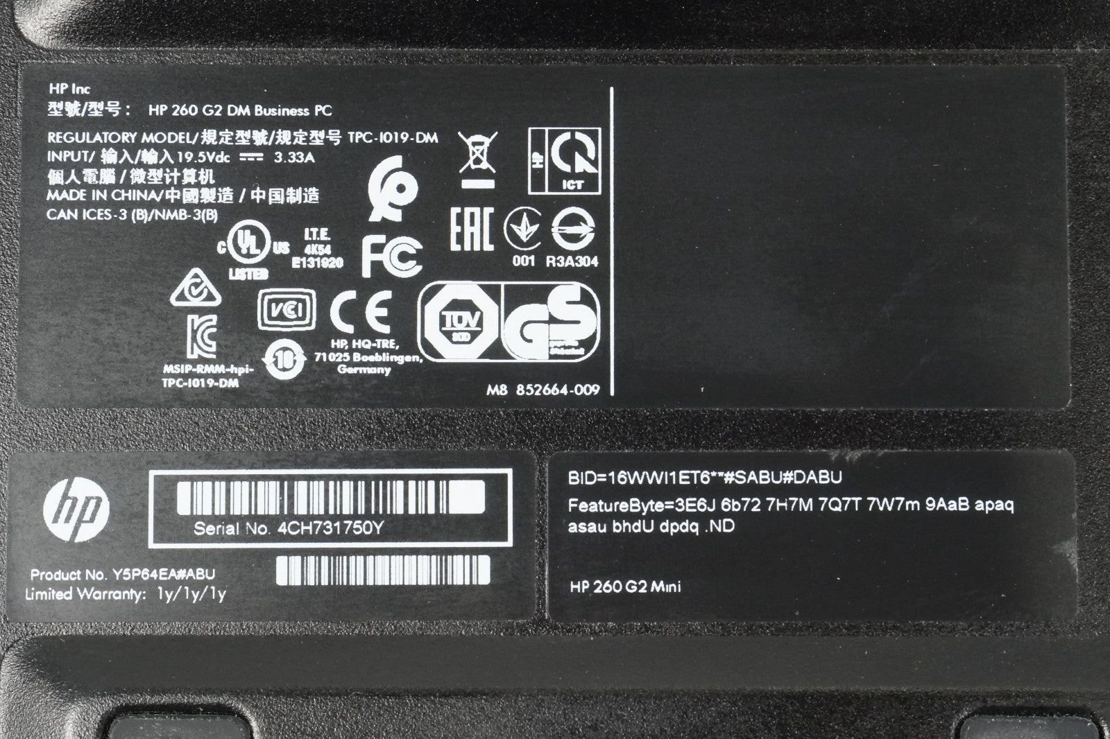 MiniPC HP 260 G2 Core i3 6100u 4x2.3GHz, 4GB Ram, 128GB SSD, Win 10 Home 2