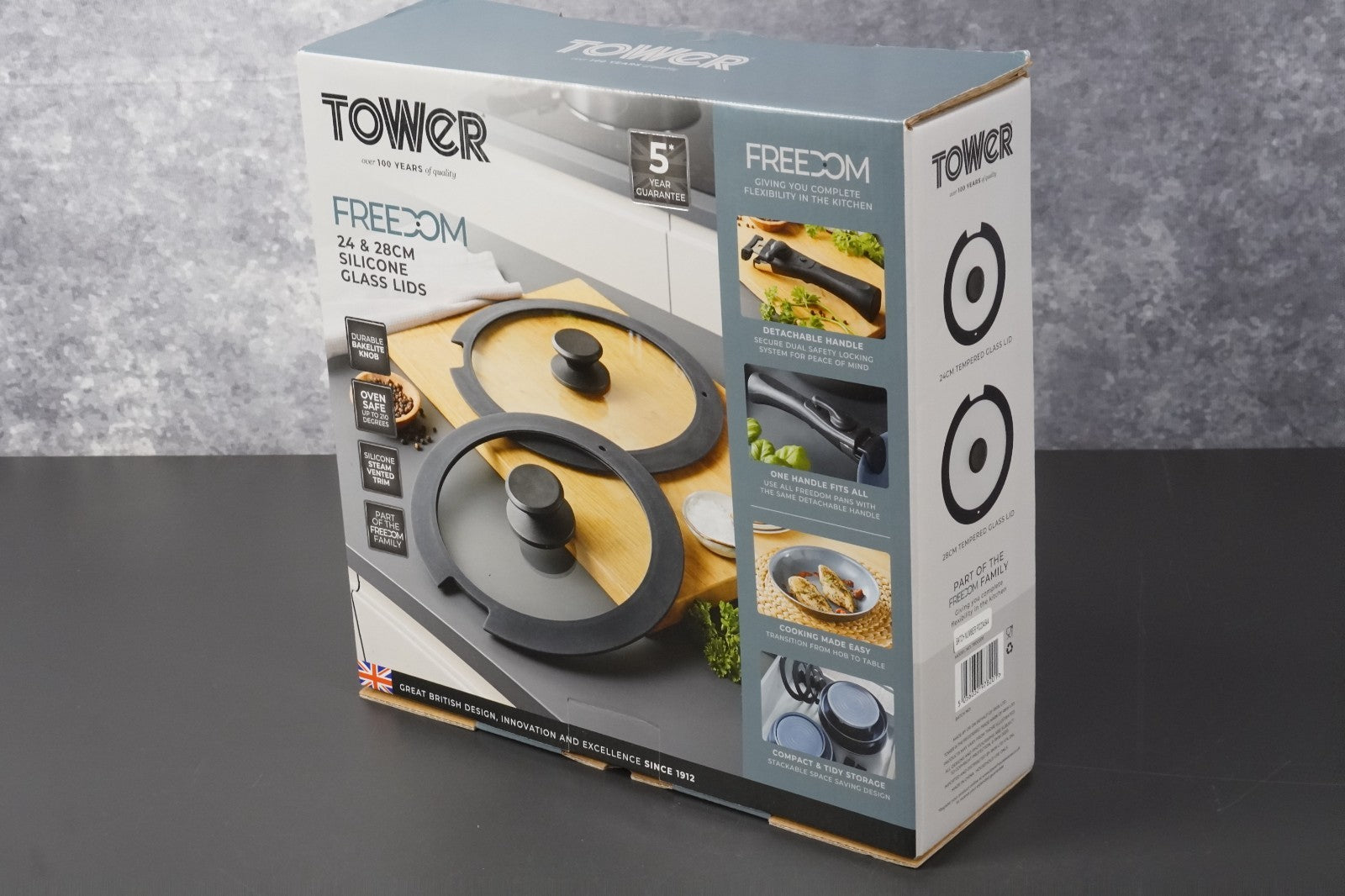 Tower Freedom T800206 24cm 28cm Silicone Glass Lids 2 Piece Set