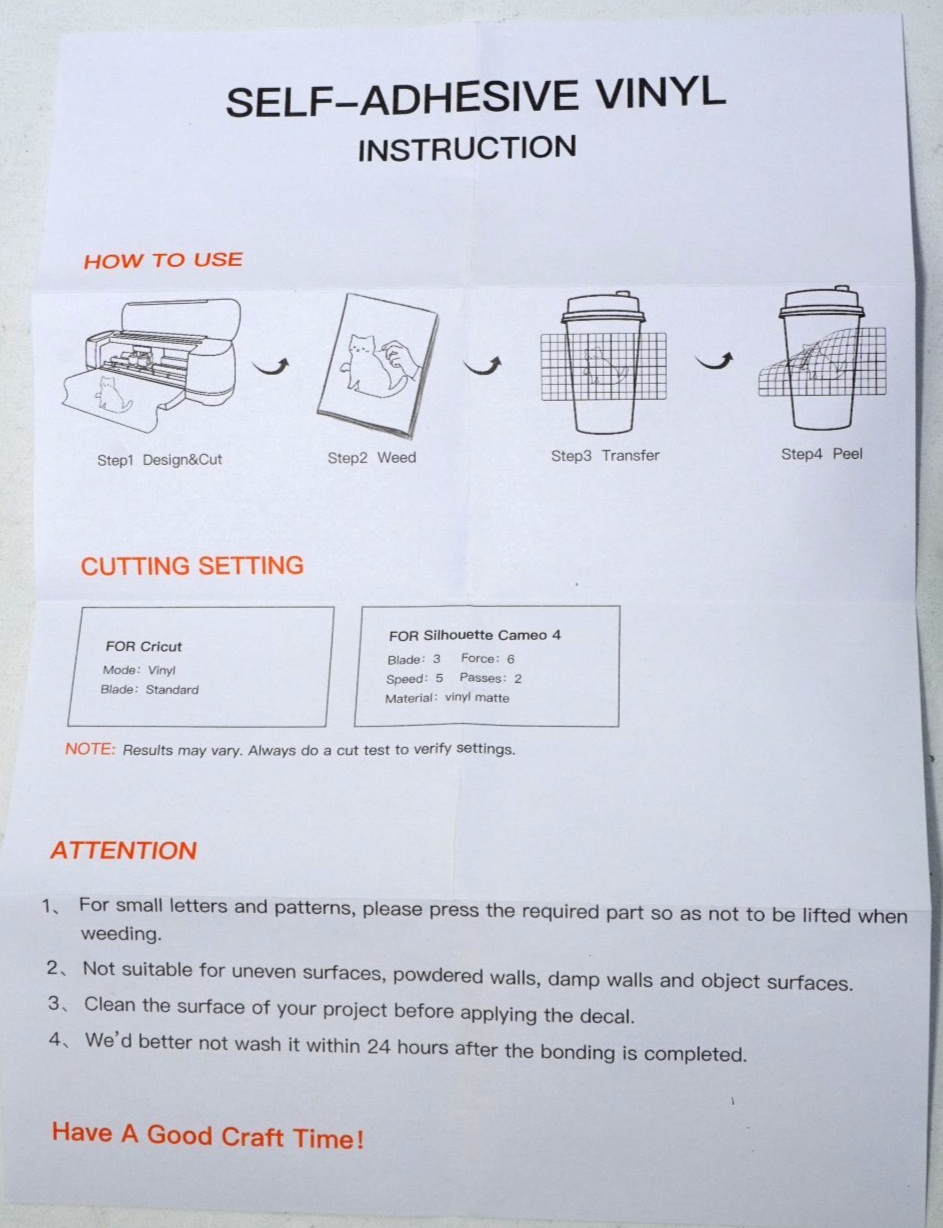 Glossy Black Vinyl Self-adhesive 12" x 10ft x 2pcs for Cricut / Cutterplotters