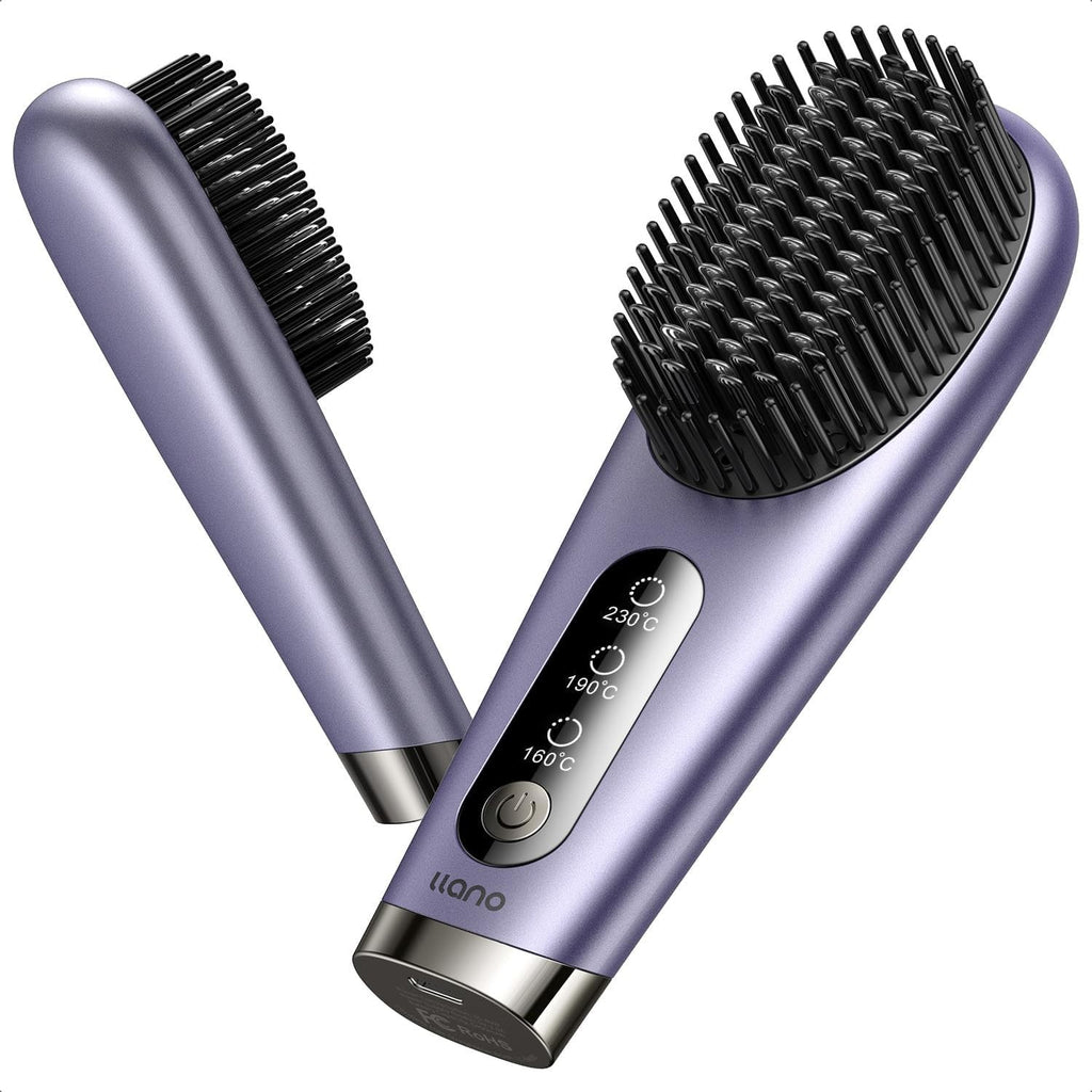 Portable Cordless Hair Straightener Rechargeable Negative Ion Hot Comb Purple