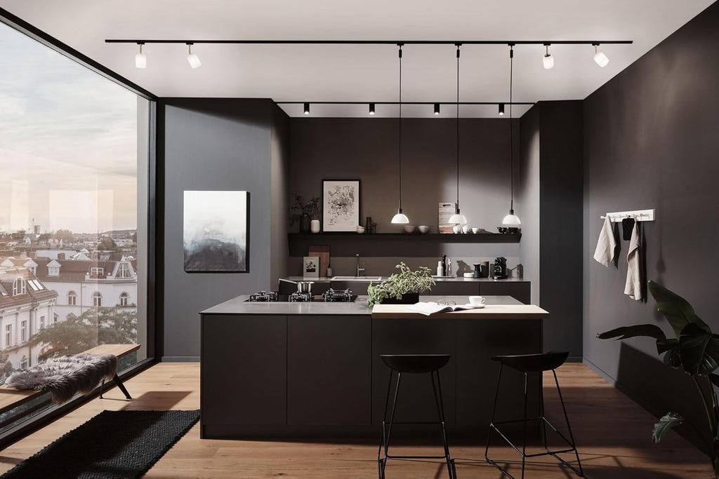 Paulmann URail Sarrasani Pendant Light E14 Black Matt Opal Glass
