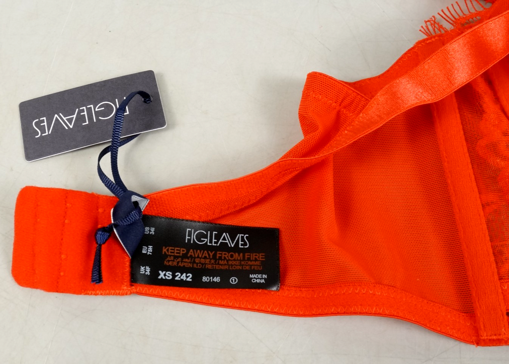 Lace Underwired Balcony Bra 34F Figleaves Pulse Red Lace Bra