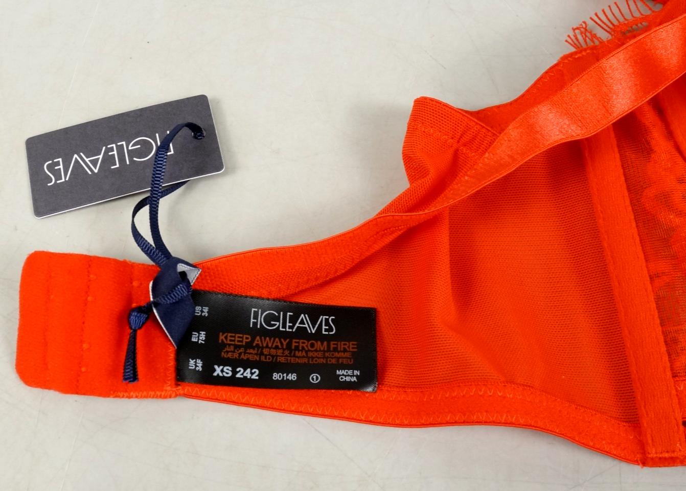 Lace Underwired Balcony Bra 34F Figleaves Pulse Red Lace Bra