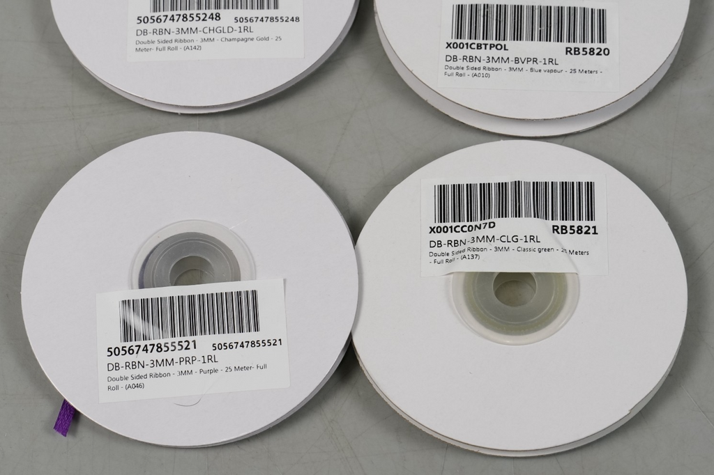 10x Double Sided Satin Ribbons Bundle 25 Metres 3mm Ribbon Pack 10 Colours