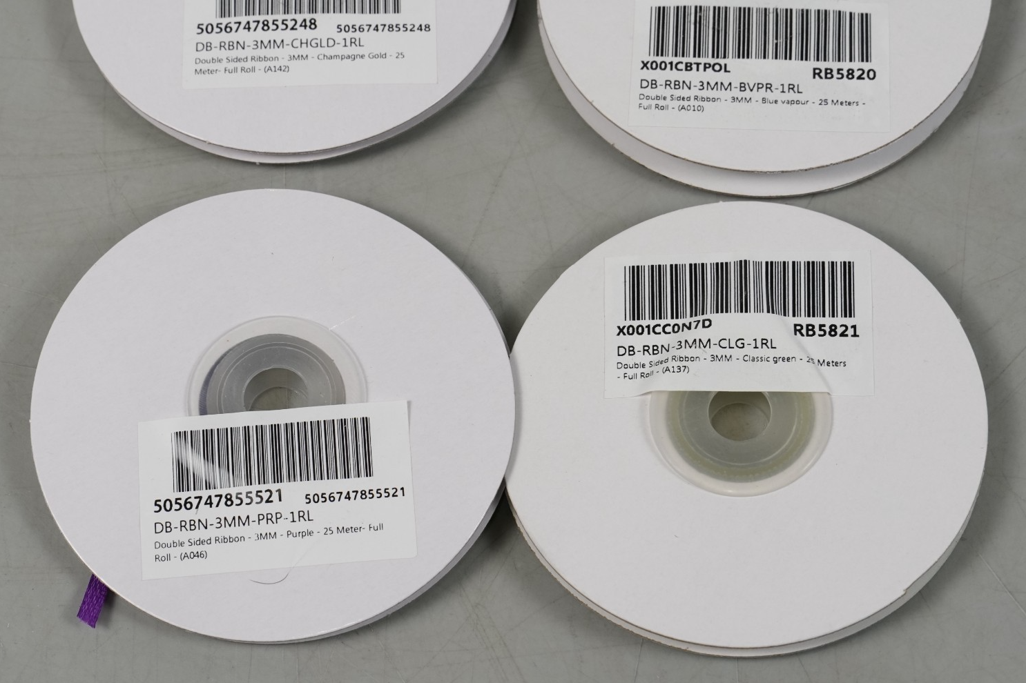 10x Double Sided Satin Ribbons Bundle 25 Metres 3mm Ribbon Pack 10 Colours