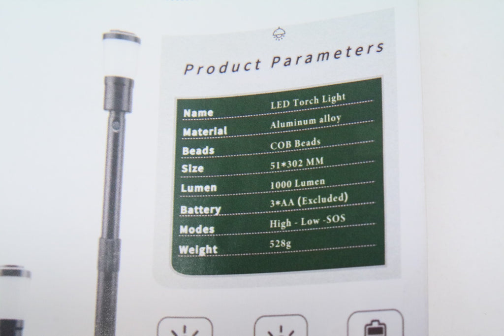 Telescopic Zoomable Light Flashlight Camping 1000 Lumens 3 in 1 IP65 Waterproof