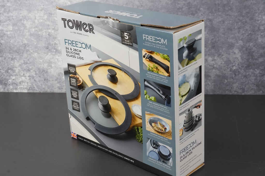 Tower Freedom T800206 24cm 28cm Silicone Glass Lids 2 Piece Set