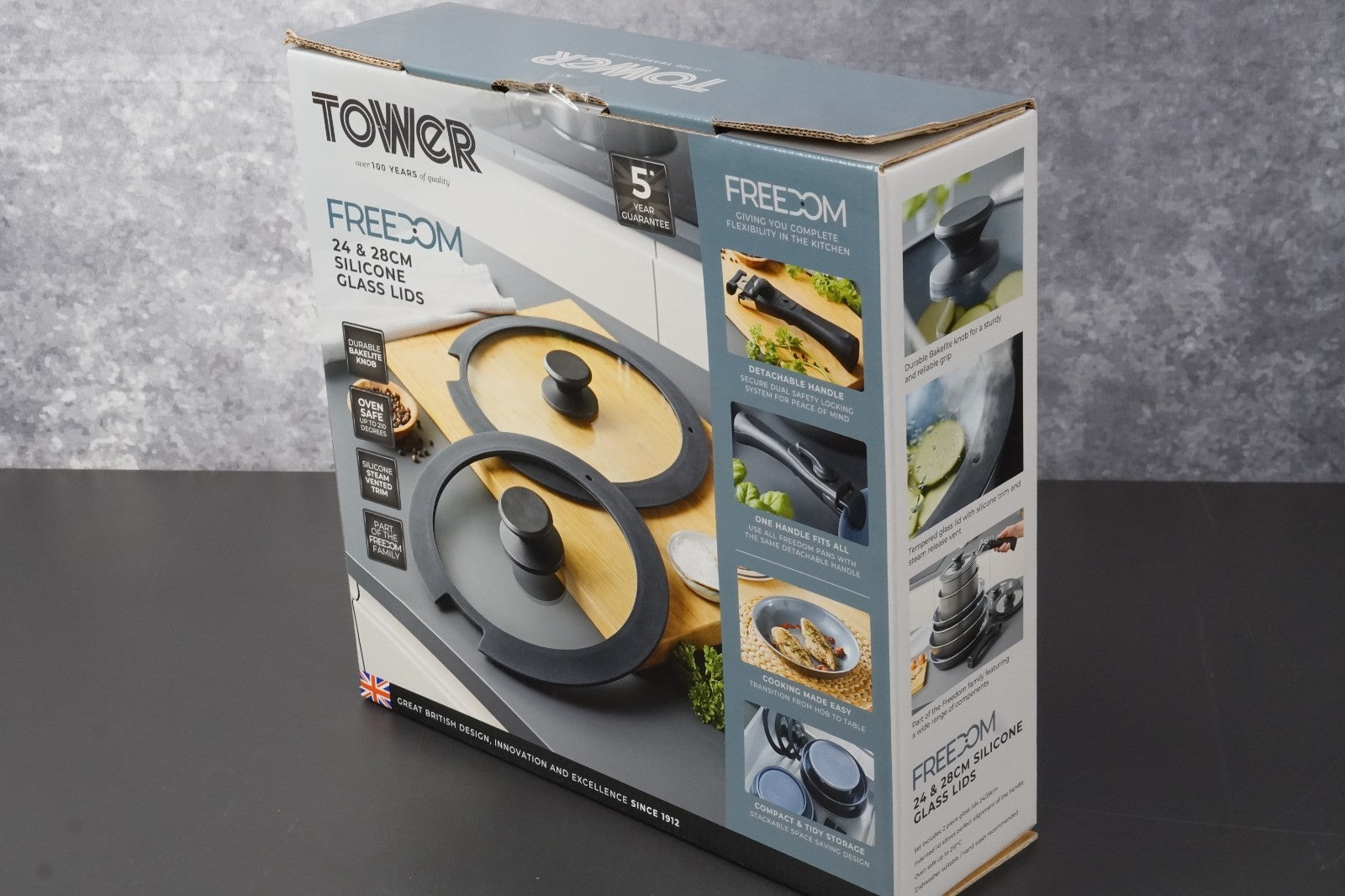Tower Freedom T800206 24cm 28cm Silicone Glass Lids 2 Piece Set