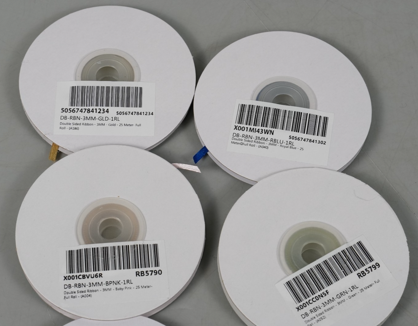 10x Double Sided Satin Ribbons Bundle 25 Metres 3mm Ribbon Pack 10 Colours