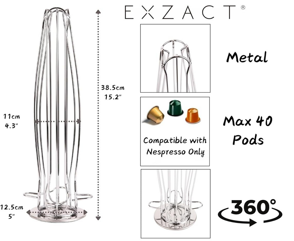 Coffee Capsule Holder Nespresso Silver Curve Steel