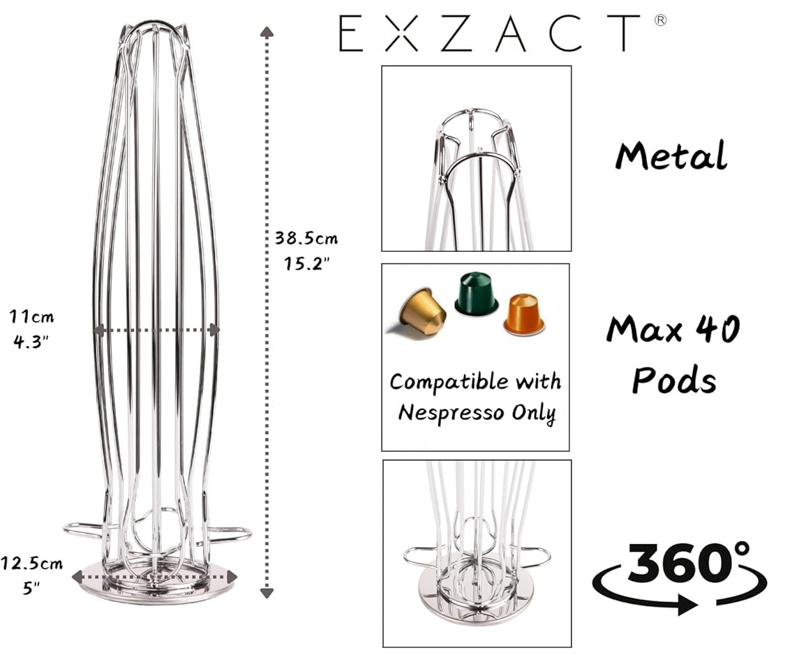 Coffee Capsule Holder Nespresso Silver Curve Steel