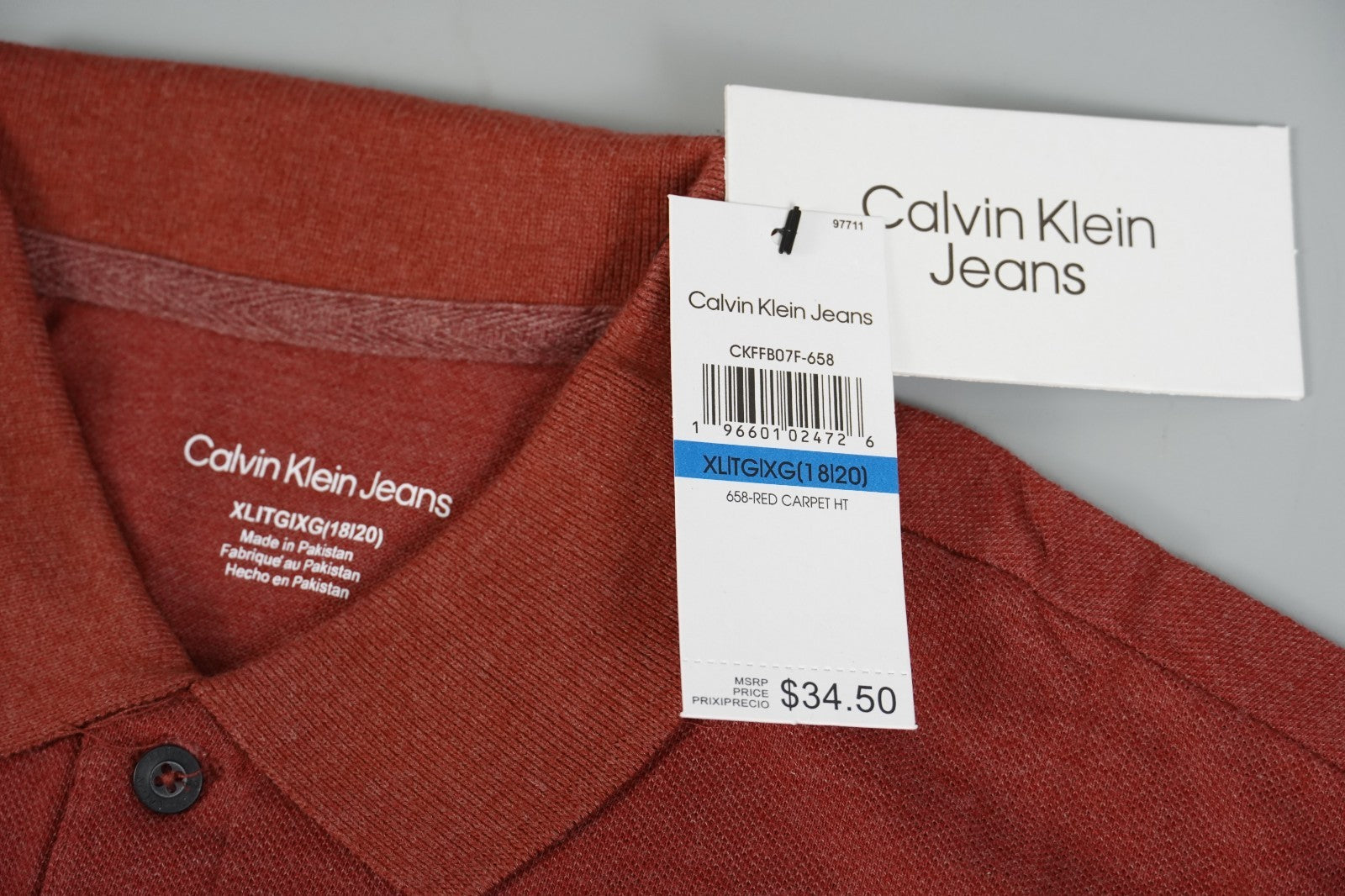 Calvin Klein Kids Polo T-Shirt Burgundy Red Size: Kids XL (18-20yo) Short Sleeve