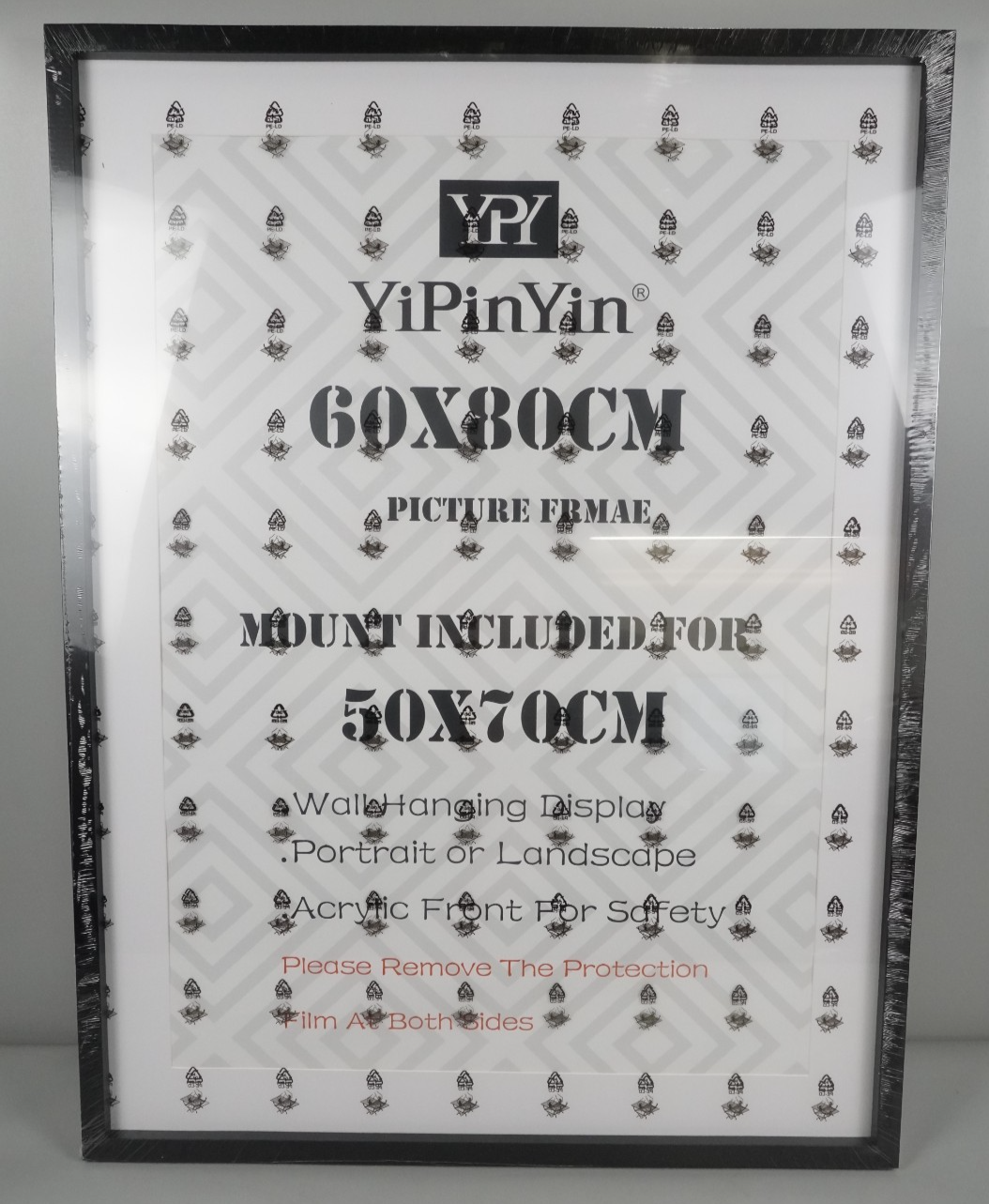 60x80cm Black Picture Frames Set of 3 with Mounts for 50x70cm, 80x60cm Poster