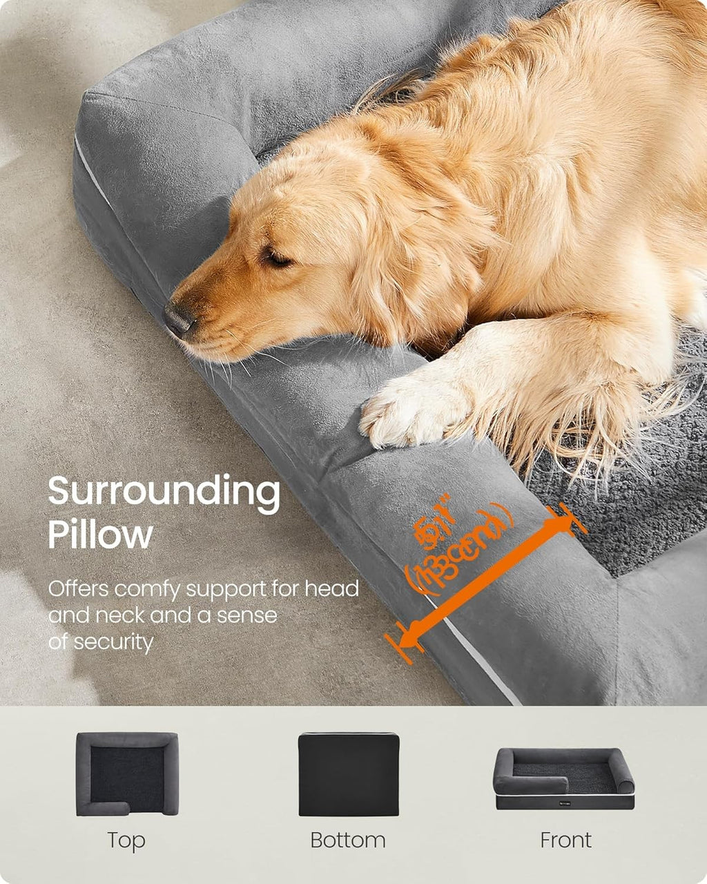 Orthopedic Dog Bed Dog Sofa with Removable Washable Cover 106 x 76 x 18cm