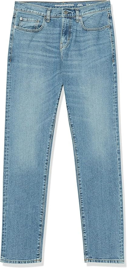 30W28L Men's Straight-Fit Stretch Jean - Light Wash Blue - Amazon Essentials