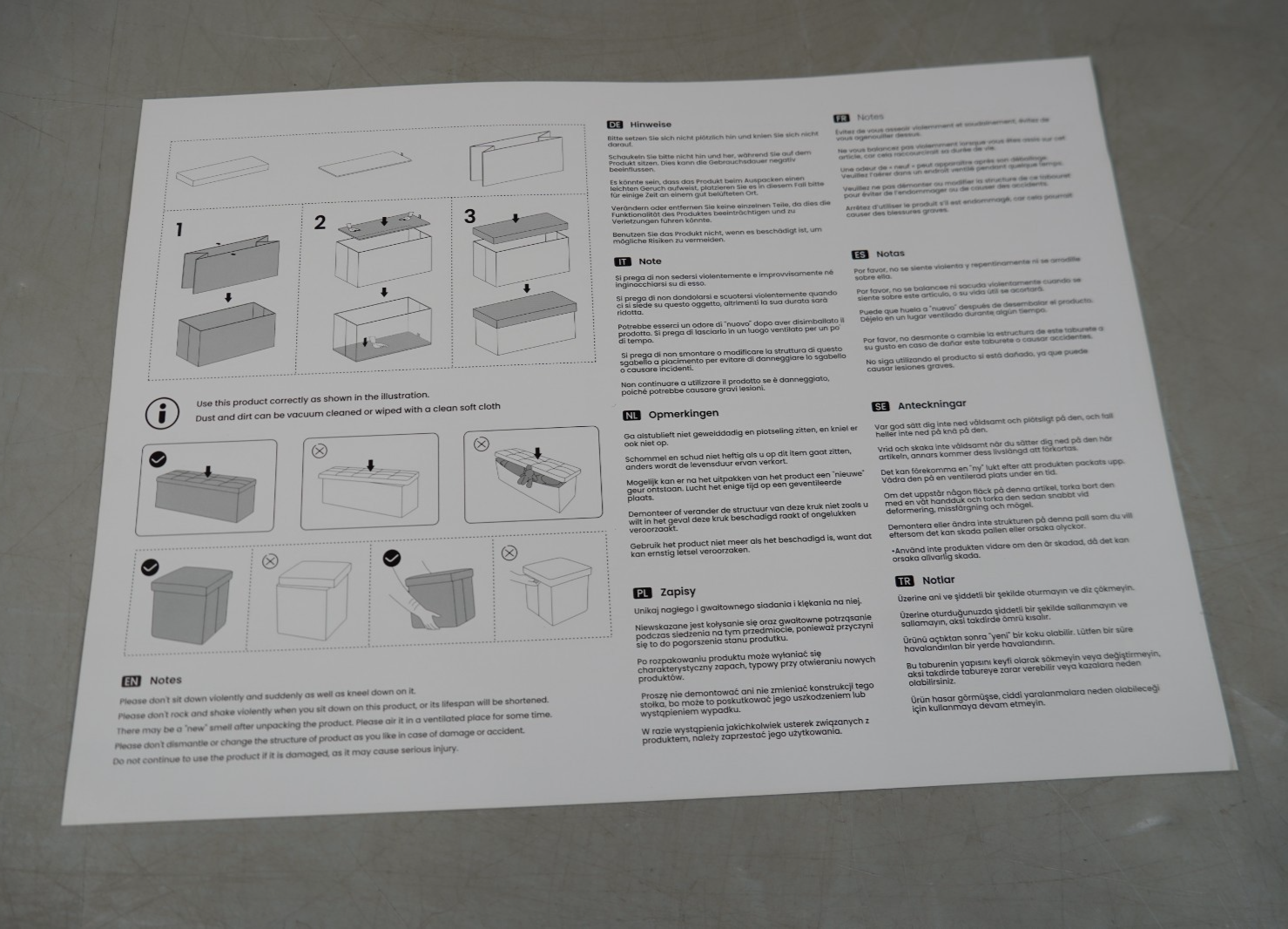 Storage Ottoman Bench 110cm Foot Rest Stool Storage Bench Leather Slate Grey