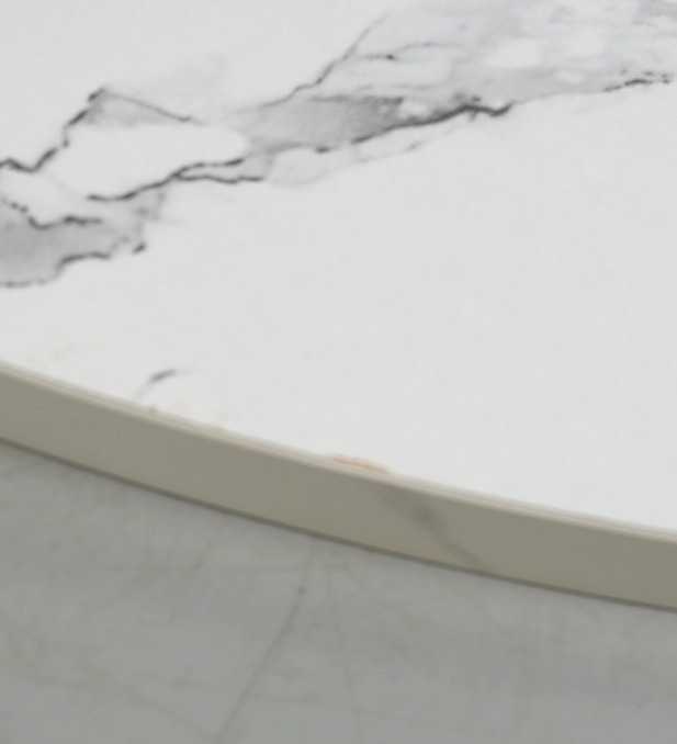 Coffee Table Marble Style Living Room Table Tempered Glass Modern Black Frame