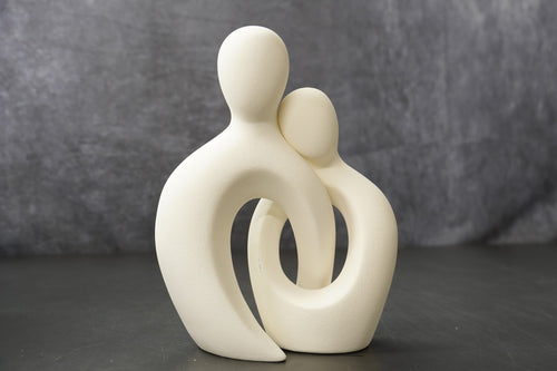 2 Piece Abstract Ceramic Couple Ornament Set Modern White Sculpture Home Decor