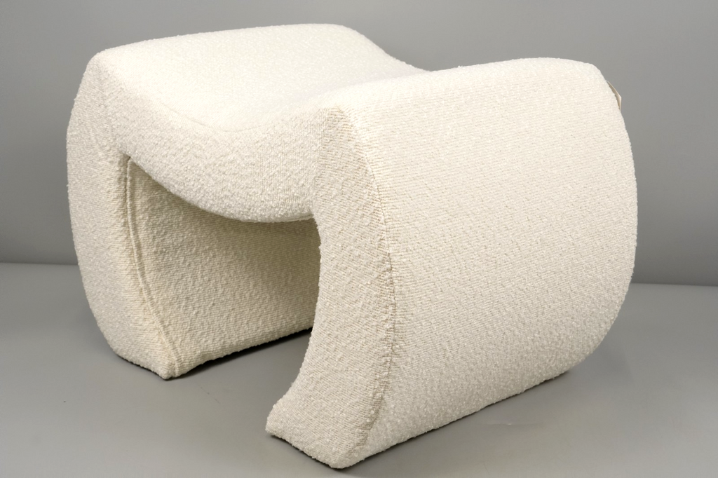 Cassie Ivory Bouclé Stool for Bedroom Living Room Accent Home Decoration Carme