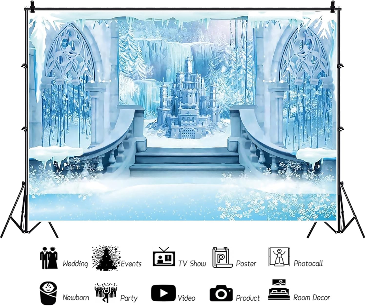 Frozen Photography Backdrop Winter Wonderland Background Photo Booth Prop 4.5-3m