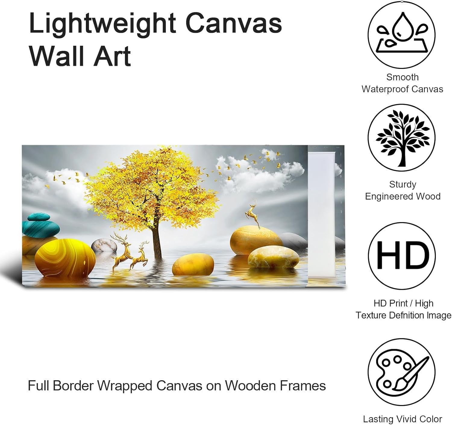 Canvas Art Print with Frame 120x50cm Abstract Wall Decor Ready to Hang