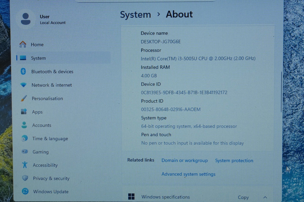HP TPN-C125 15.6in Laptop Core i3 5005U 2GHz 4GB RAM 128GB SSD NO BATTERY