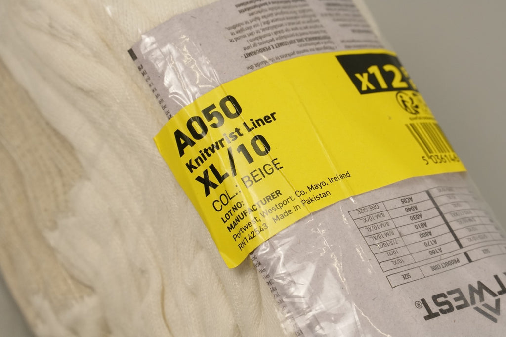 XL BEIGE Stockinette Knitwrist Liner  x 12 pairs Portwest A050 Work Gloves