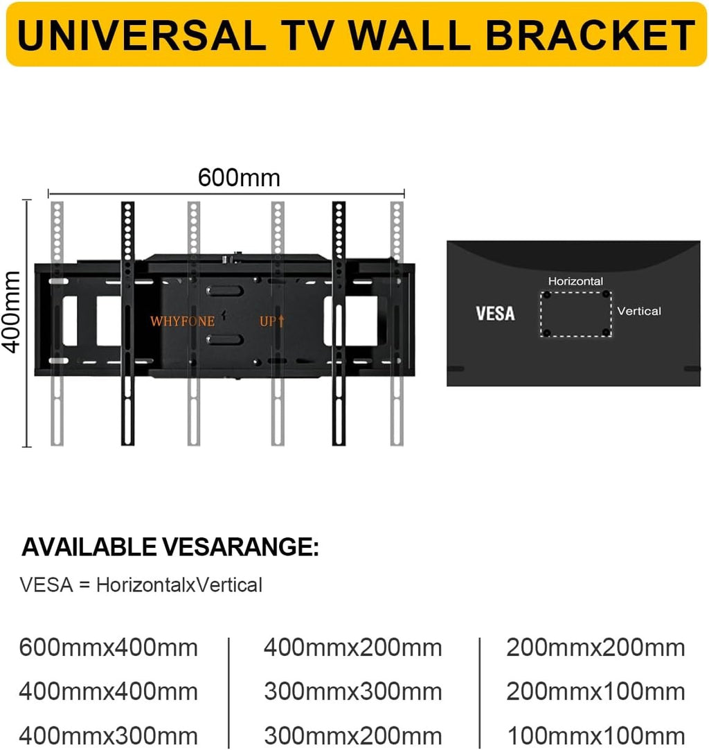 TV Wall Bracket Long Reach 1219mm for 37-86in LED LCD Flat Curved TVs 50kg VESA