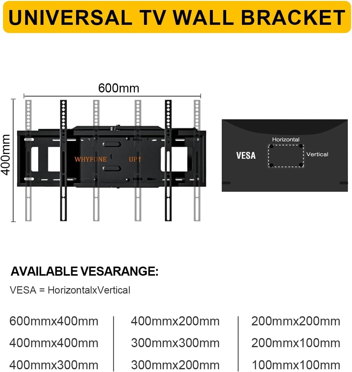 TV Wall Bracket Long Reach 1219mm for 37-86in LED LCD Flat Curved TVs 50kg VESA