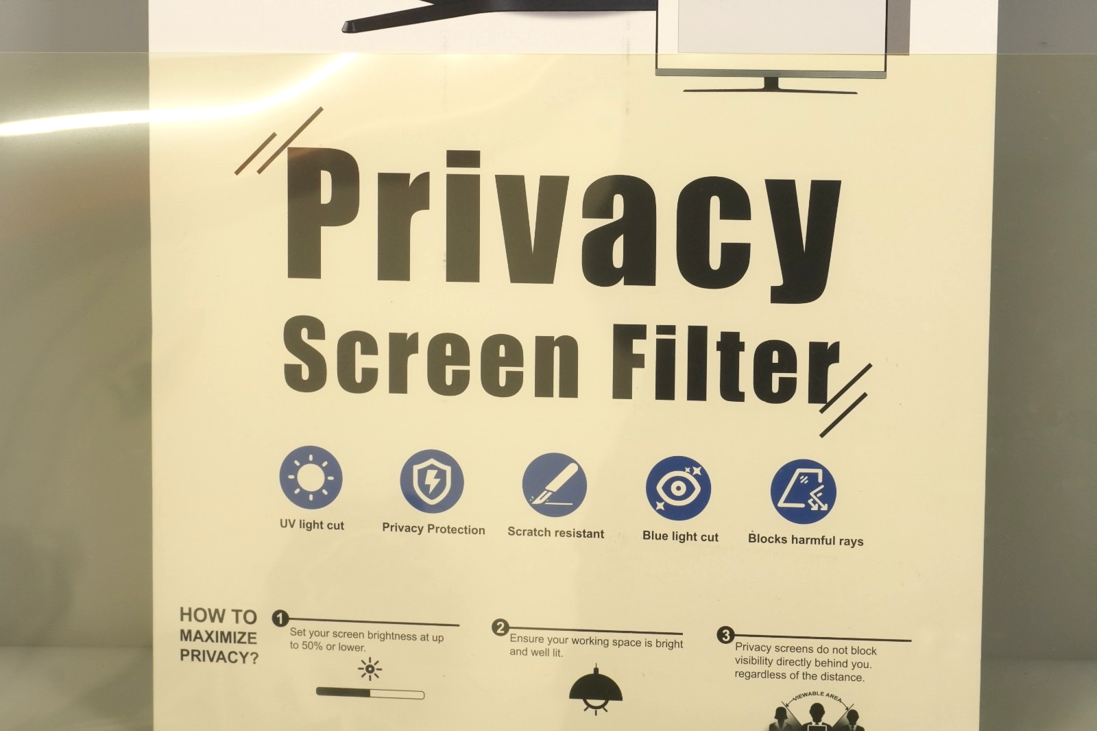 2x24in Privacy Screen Protector Anti Glare UV Blue Light PC Computer Monitor16:9