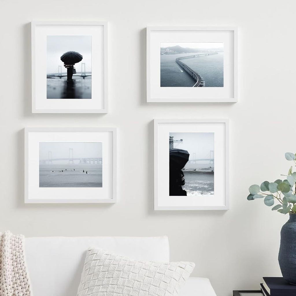 A4 White Photo Frames 4 pack Picture Certificate Frame w Mount for A5 Photos