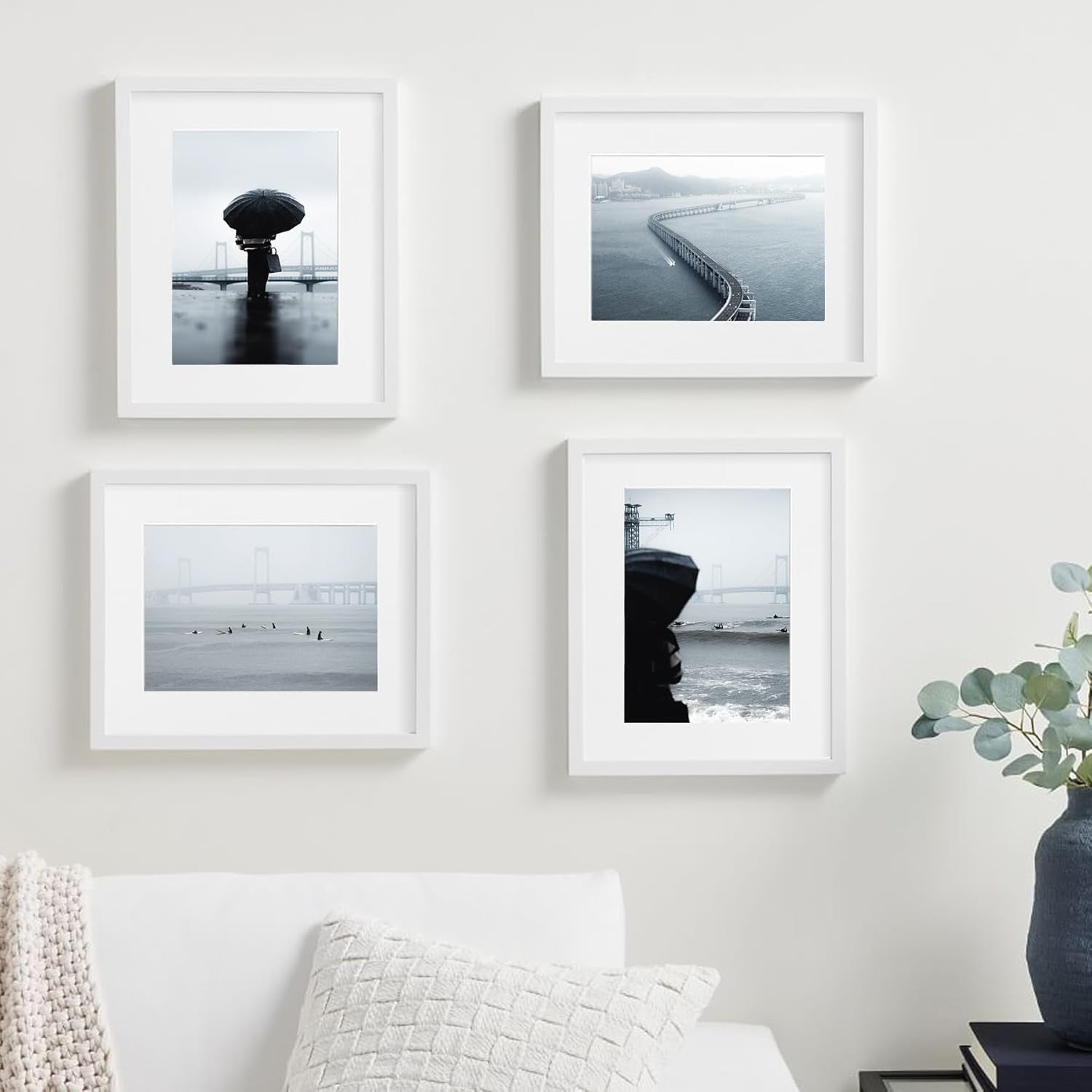 A4 White Photo Frames 4 pack Picture Certificate Frame w Mount for A5 Photos