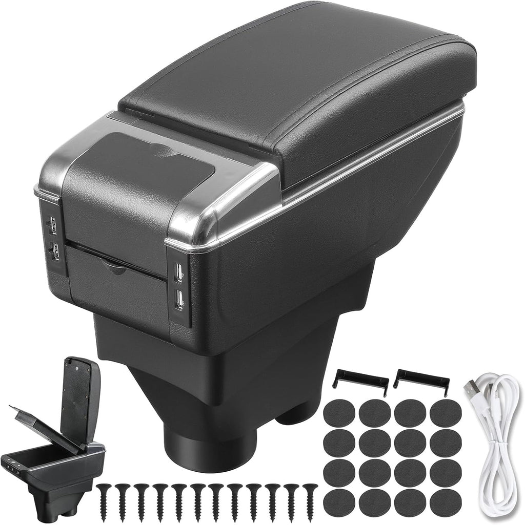 Car Armrest Storage Box with USB Ports for VW Polo MK5 (6R)/VW Vento 2010-2017