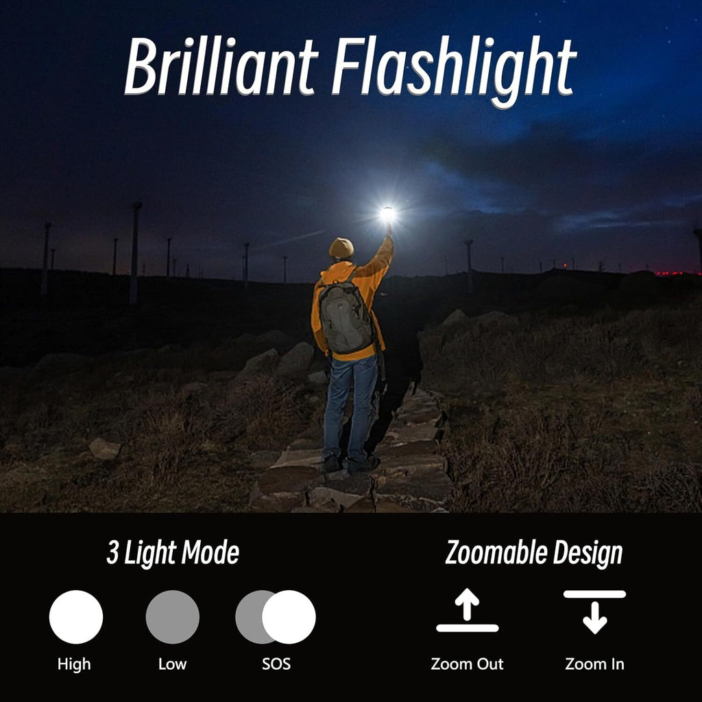 Telescopic Zoomable Light Flashlight Camping 1000 Lumens 3 in 1 IP65 Waterproof