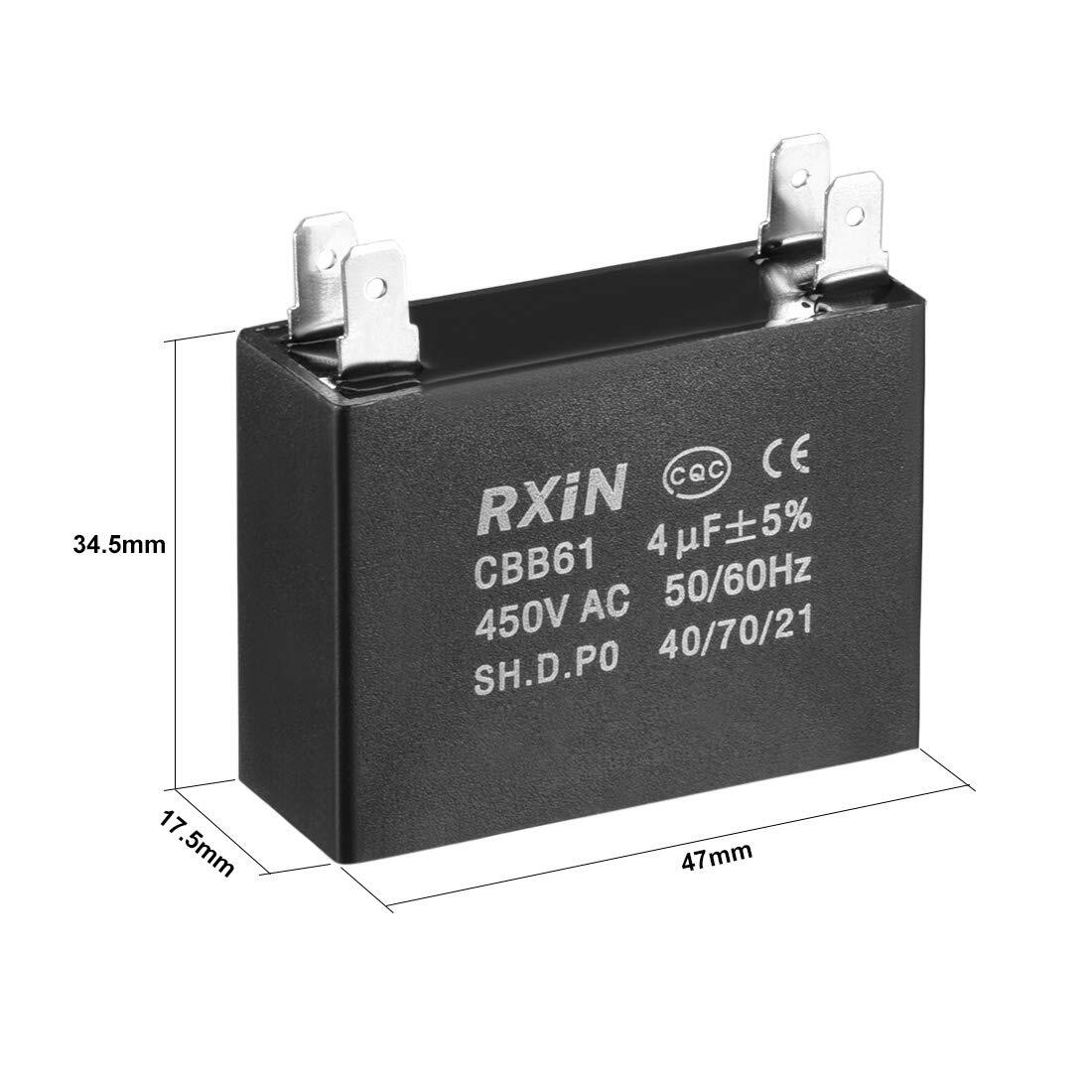 CBB61 Capacitor 4uF 450V AC Double Insert Metalized Polypropylene Film 4 pcs