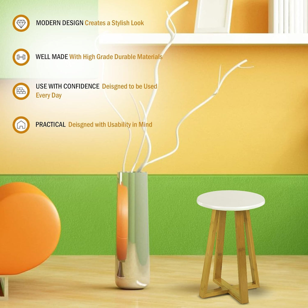 Bamboo Kitchen Stool Wooden Bar Stool Round Kitchen Viborg