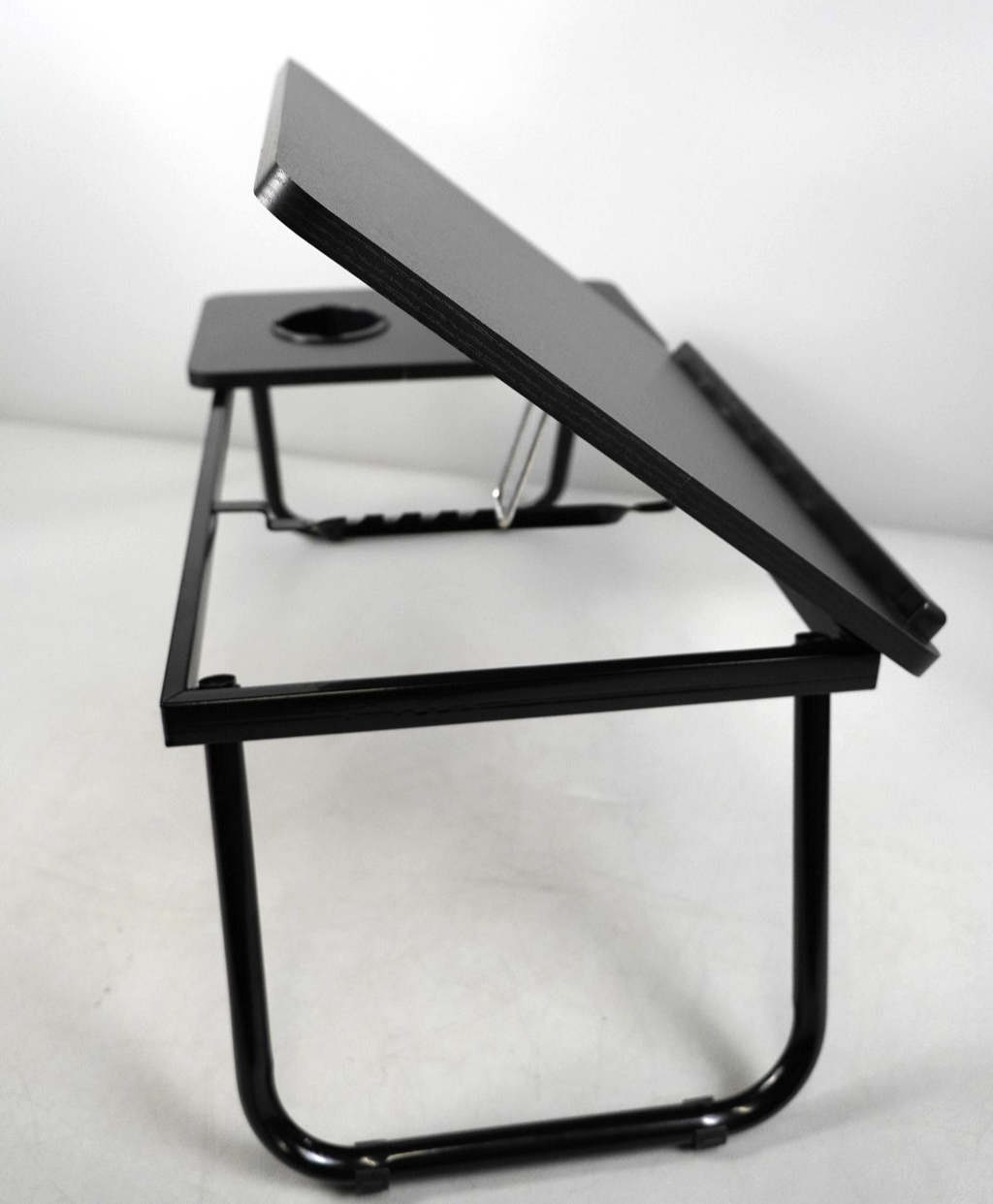 Laptop Table Bed Desk Folding Adjustable with Cup Holder – Black Table Top Stand