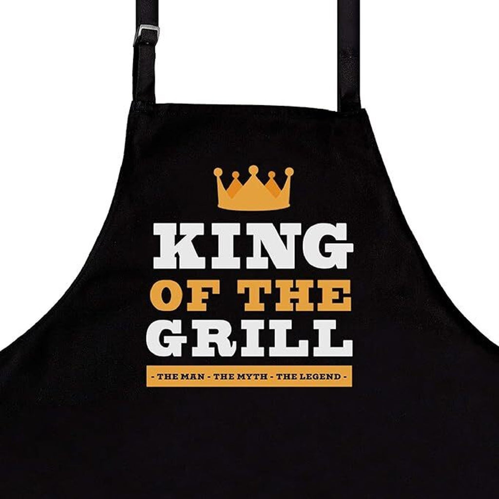 Cooking Chef Apron BBQ King of The Grill Protection Black with Pockets 36x25in