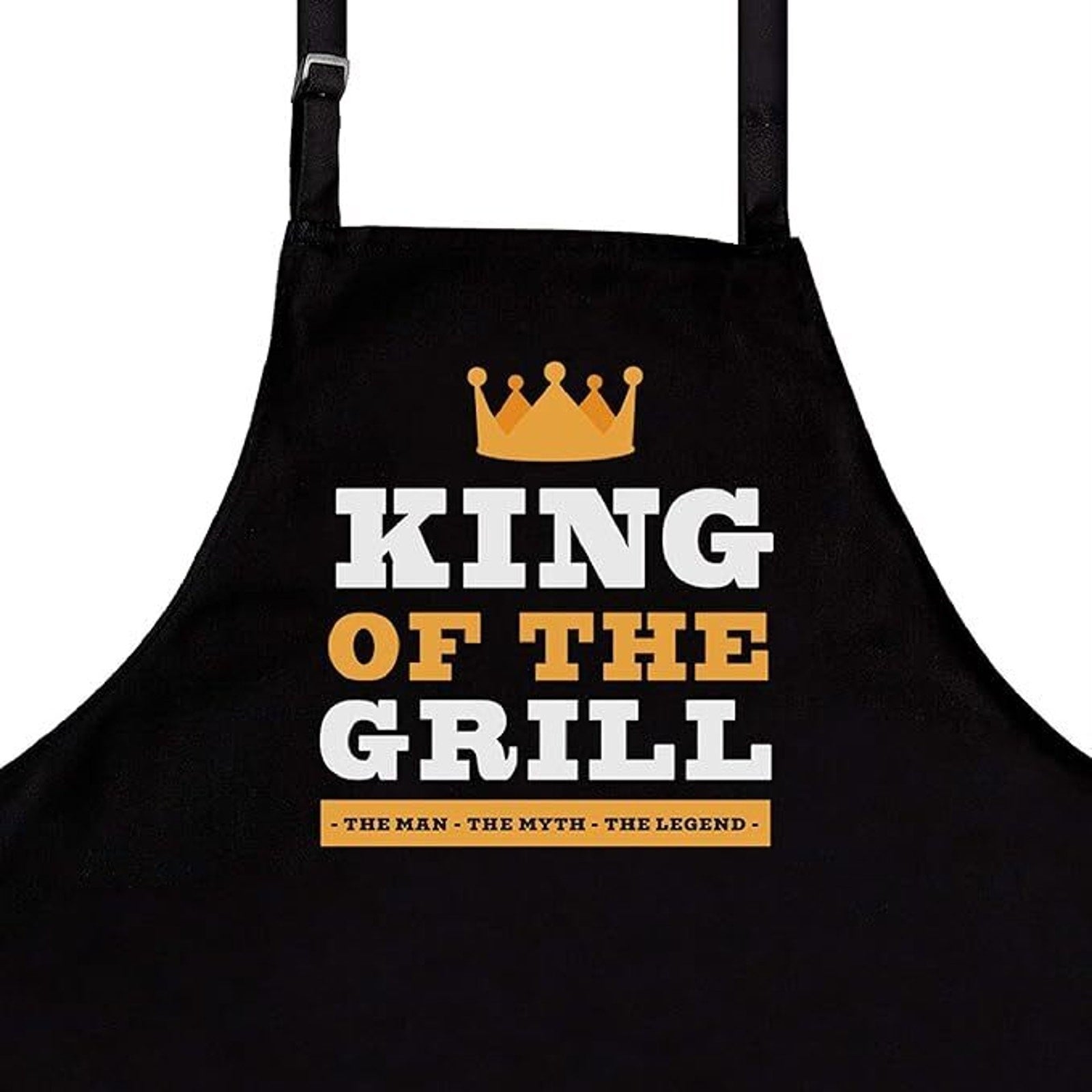 Cooking Chef Apron BBQ King of The Grill Protection Black with Pockets 36x25in