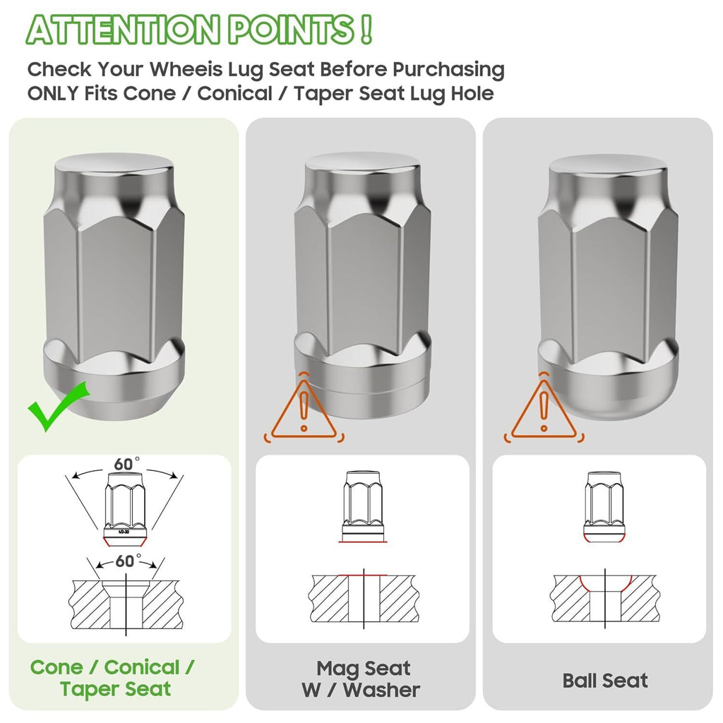 Golf Cart Wheel Lug Nuts Chrome 1/2"-20 for EZGO Club Car Cushman Jacobsen 10L0L