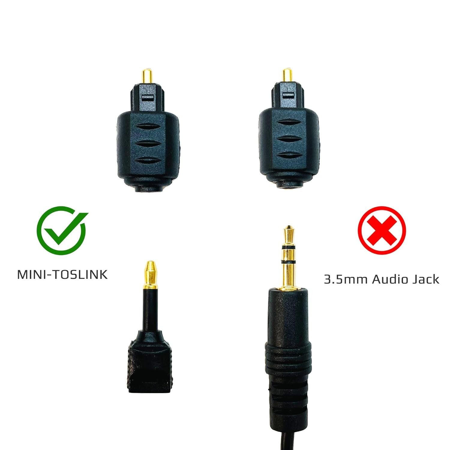 Audio Fibre Optic Adaptor Plug Mini-TOSLINK to TOSLINK Digital S/PDIF Connector