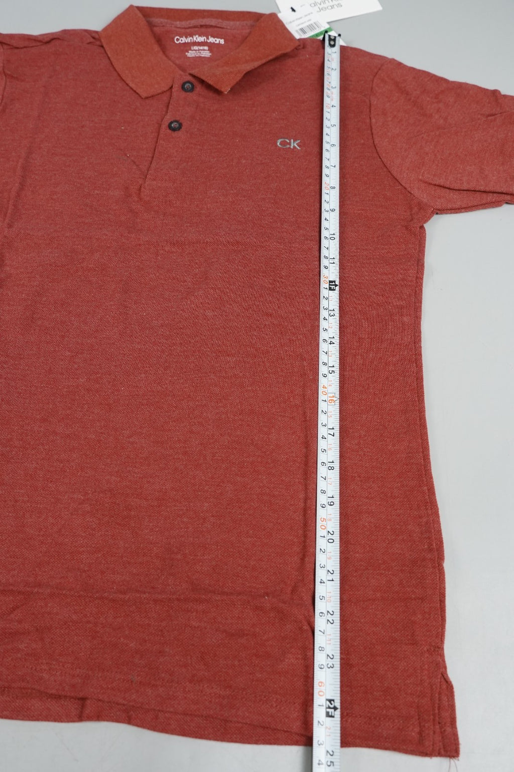 Calvin Klein Kids Polo T-Shirt Burgundy Red Size L (14-16 Years) Short Sleeve